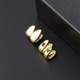 Hip Hop 2pcs Plated Teeth Caps Grillz Top & Bottom Charm Grills