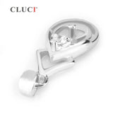 Silver Oval Pearl Pendant Zircon Charm Jewelry