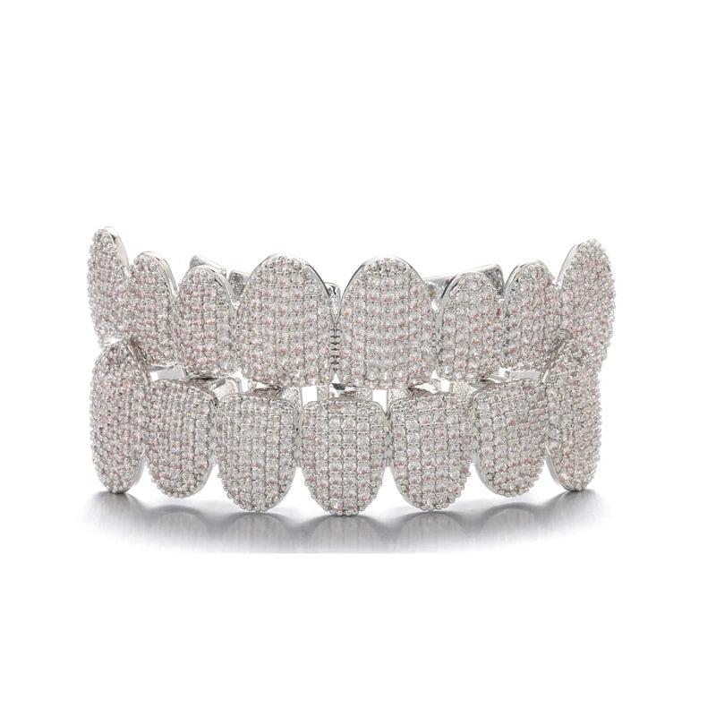 Hip Hop CZ Stones Teeth Grillz Iced Out Micro Pave Charm Grills For Men Women