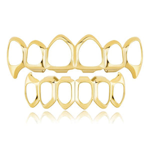 Rachelz 6/6 Full Hollow Teeth Grillz 14K Plated Tooth Caps Dental Grills