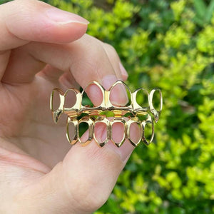 Rachelz 6/6 Full Hollow Teeth Grillz 14K Plated Tooth Caps Dental Grills