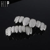 Hip Hop Iced Out CZ Teeth Grillz Caps 2 Colors Micro Pave Top&Bottom Grills