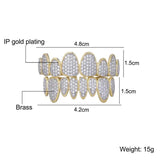 Hip Hop Iced Out CZ Teeth Grillz Caps 2 Colors Micro Pave Top&Bottom Grills