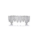 Hip Hop Iced Out CZ Teeth Grillz Caps 2 Colors Micro Pave Top&Bottom Grills