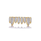 Hip Hop Iced Out CZ Teeth Grillz Caps 2 Colors Micro Pave Top&Bottom Grills