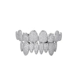 Hip Hop Iced Out CZ Teeth Grillz Caps 2 Colors Micro Pave Top&Bottom Grills