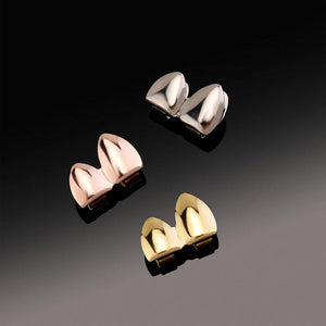 14K Plating Double Fangs Teeth Grillz Dental Grills for Unisex Hip Hop Jewelry