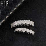 Hip Hop CZ Stones Teeth Grillz Caps Full Iced Out Set
