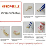 Hip Hop CZ Stones Teeth Grillz Caps Full Iced Out Set
