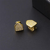 2pcs Iced Out CapsTeeth Grillz Cubic Zircon Micro Pave Top & Bottom Charm Grills