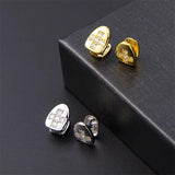 2pcs Iced Grillz With Cross Cubic Zircon Caps Micro Pave Top & Bottom