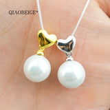 Love Heart Pearl Charm Pendant Mounting DIY Necklace