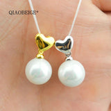 Love Heart Pearl Charm Pendant Mounting DIY Necklace