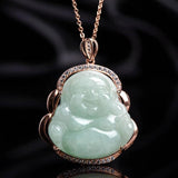 Handcarve Jade Light Green Buddha Necklace Pendant Jewelry