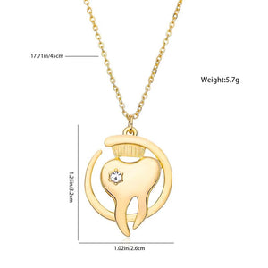 Tooth Dentist Crystal Pendant Necklace Dental Oral Care Jewelry