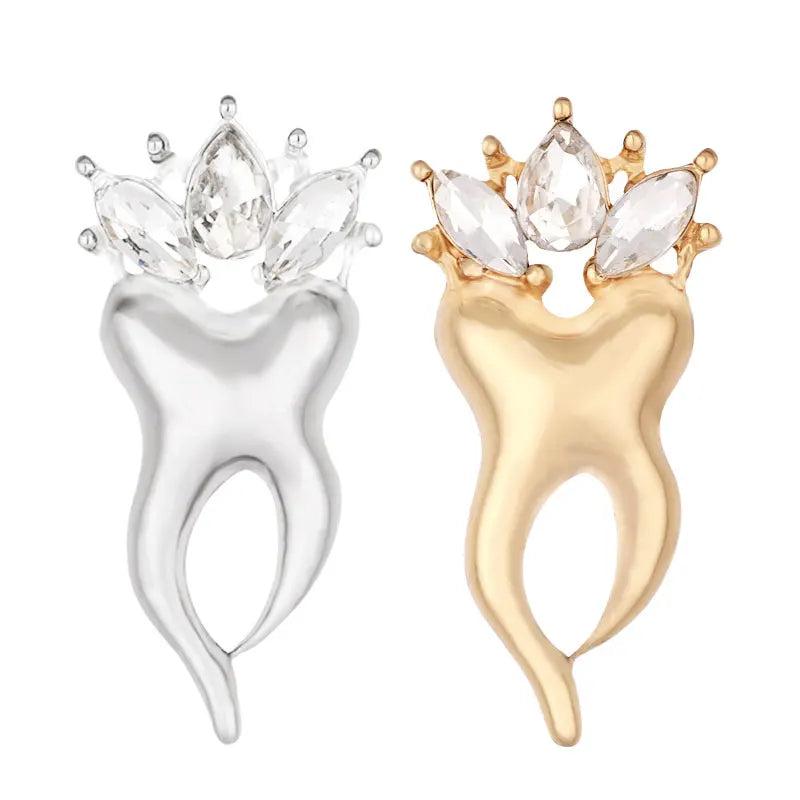 Crown Teeth Crystal Brooch Dental Lapel Pin