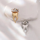 Crown Teeth Crystal Brooch Dental Lapel Pin