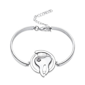 Harong Lovely Tooth Bracelet Smooth Silver Plated Bangle