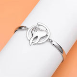 Harong Lovely Tooth Bracelet Smooth Silver Plated Bangle