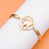 Harong Lovely Tooth Bracelet Smooth Silver Plated Bangle