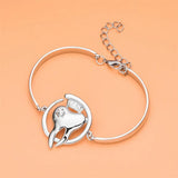 Harong Lovely Tooth Bracelet Smooth Silver Plated Bangle
