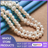 7-8mm Double Row Pearl Chain Necklace 925 Sterling Silver Clasp Wedding Party