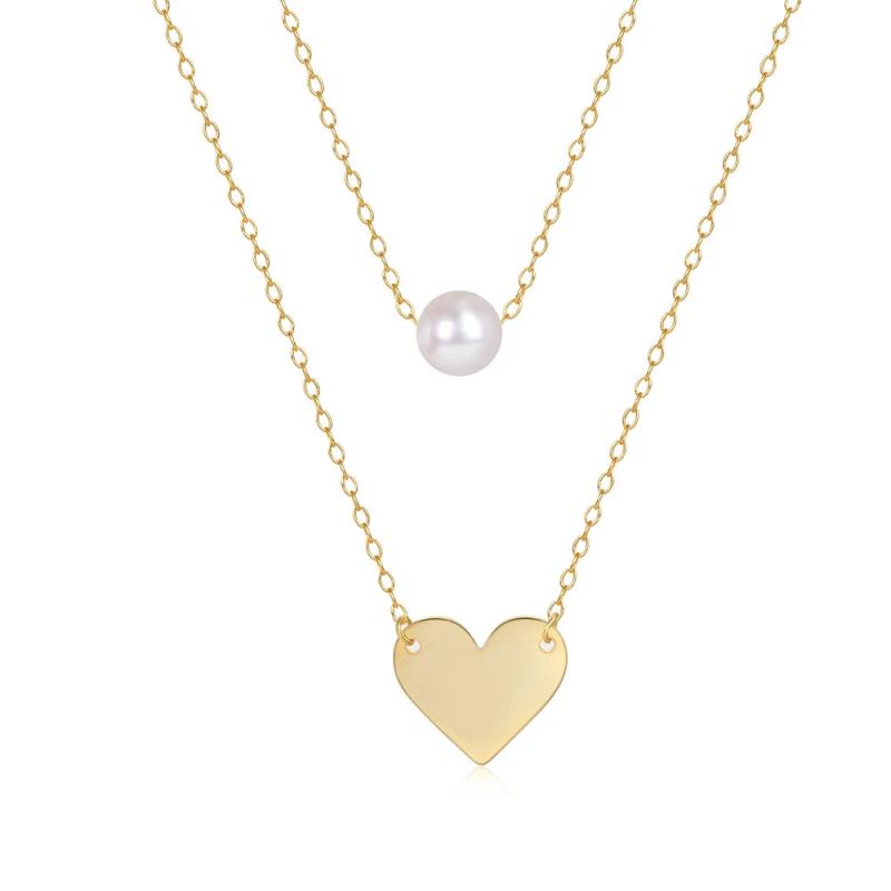925 Silver Zircon Pendant Necklace Double Layer Choker Necklaces For Women