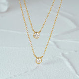 925 Silver Zircon Pendant Necklace Double Layer Choker Necklaces For Women