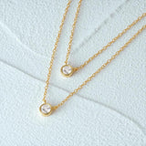 925 Silver Zircon Pendant Necklace Double Layer Choker Necklaces For Women