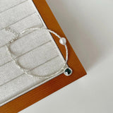 925 Silver Green Pendant Pearl Choker Necklace for Women