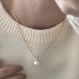 925 Silver Pearl Shape Necklace for Women Fine Jewelry