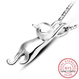 925 Silver Cat Pendant Necklace - Cute Kitten Charm Jewelry for Cat Lovers