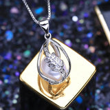 Freshwater Pearl Cage Pendant Necklace 925 Sterling Silver Boho Gothic Jewelry