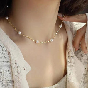 925 Silver Pearl Necklace Choker Charm Birthday Party Gift