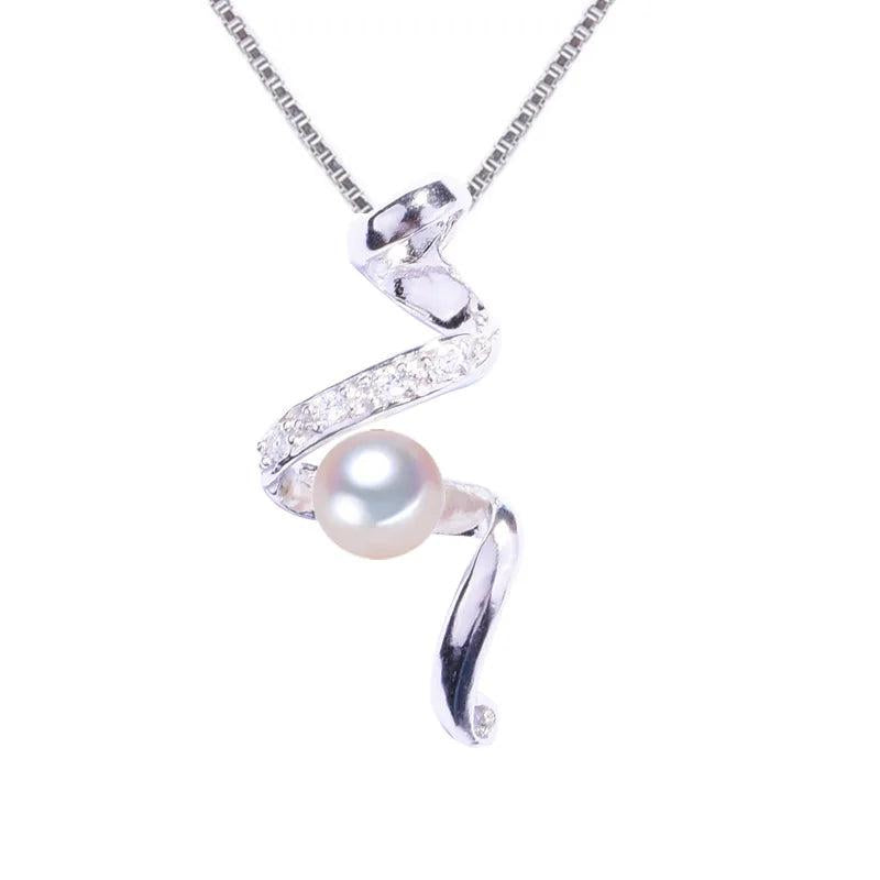 925 Silver Freshwater Pearl Necklace Pendant for Office Women