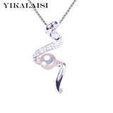 925 Silver Freshwater Pearl Necklace Pendant for Office Women