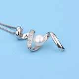 925 Silver Freshwater Pearl Necklace Pendant for Office Women