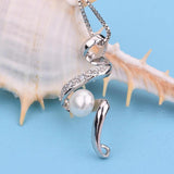 925 Silver Freshwater Pearl Necklace Pendant for Office Women