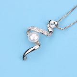 925 Silver Freshwater Pearl Necklace Pendant for Office Women