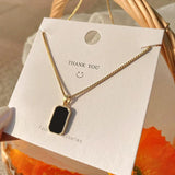 14K Gold Plated Square Pendant Necklace for Women