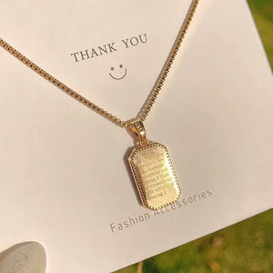 14K Gold Plated Square Pendant Necklace for Women