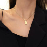 14K Gold Plated Square Pendant Necklace for Women