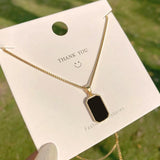 14K Gold Plated Square Pendant Necklace for Women