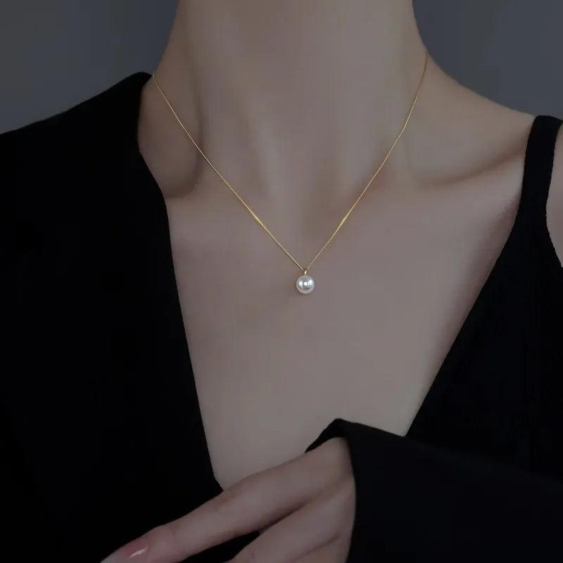 925 Silver Pendant Pearl Choker Necklace for Women