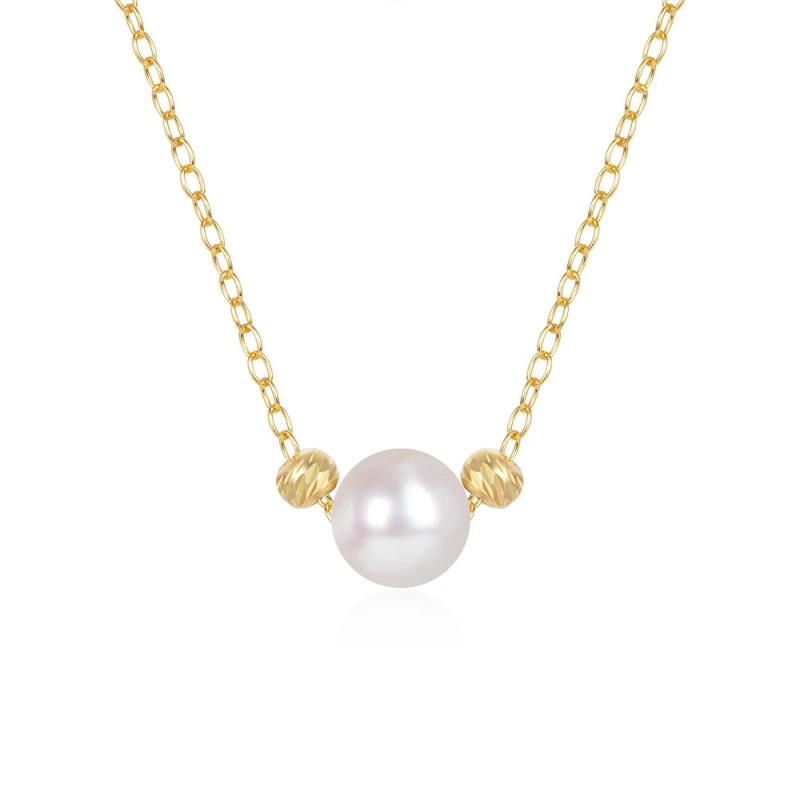 925 Silver Chain Choker Necklace Vintage Pearl Pendant Thin Link Jewel