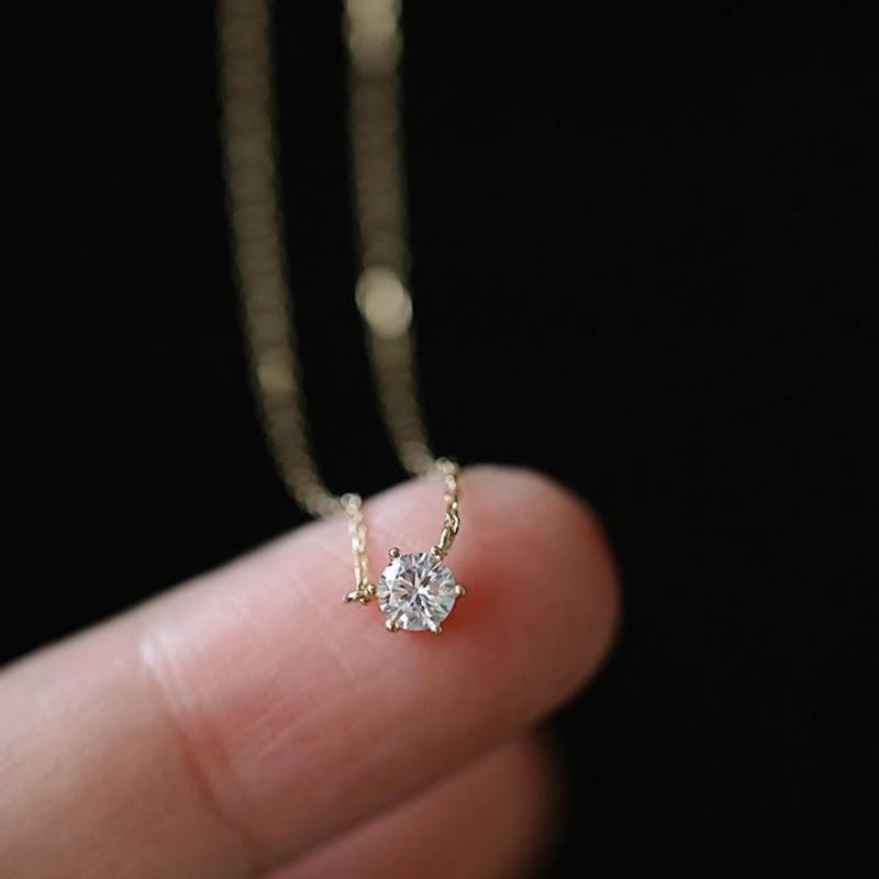 925 Silver 18k Plated Necklaces Sparkling 4mm Zircon Chain Female Wedding
