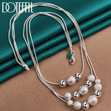 925 Silver Three Snake Chain Matte Pendant Necklace For Women