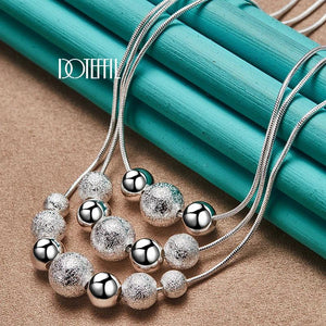 925 Silver Three Snake Chain Matte Pendant Necklace For Women