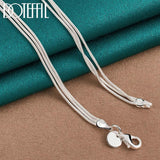 925 Silver Three Snake Chain Matte Pendant Necklace For Women