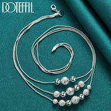 925 Silver Three Snake Chain Matte Pendant Necklace For Women